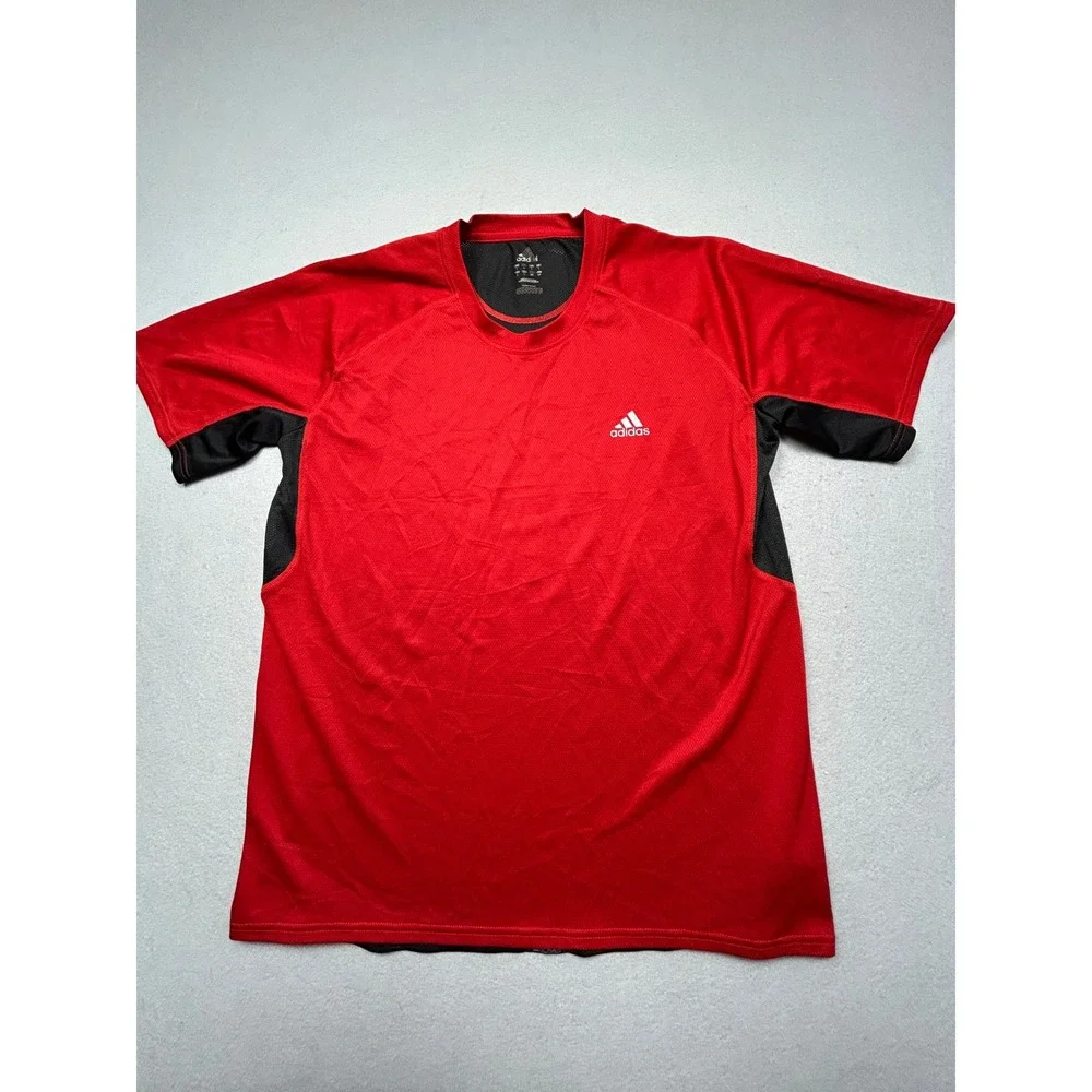 Adidas Training Shirt 100% Polyester Red Black Size Large Mens
